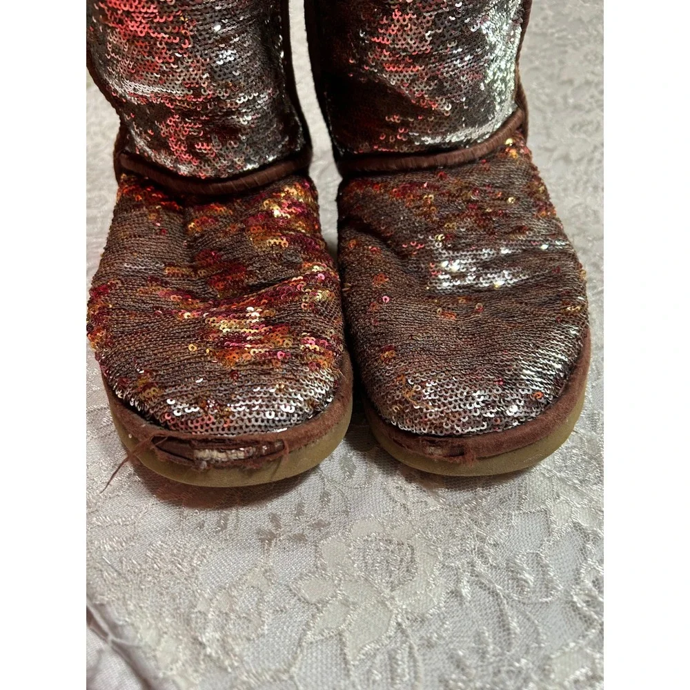 UGG Australia Classic Short Sparkle Sequin Boots Bronze Copper 1057788 Womens 8